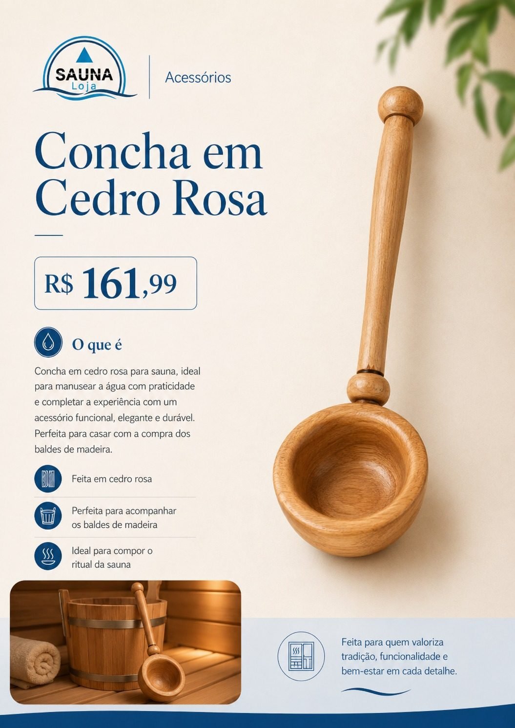 Concha em Cedro Rosa para sauna